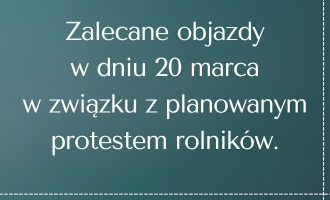 obraz na stronie Zalecane objazdy w dniu 20 marca