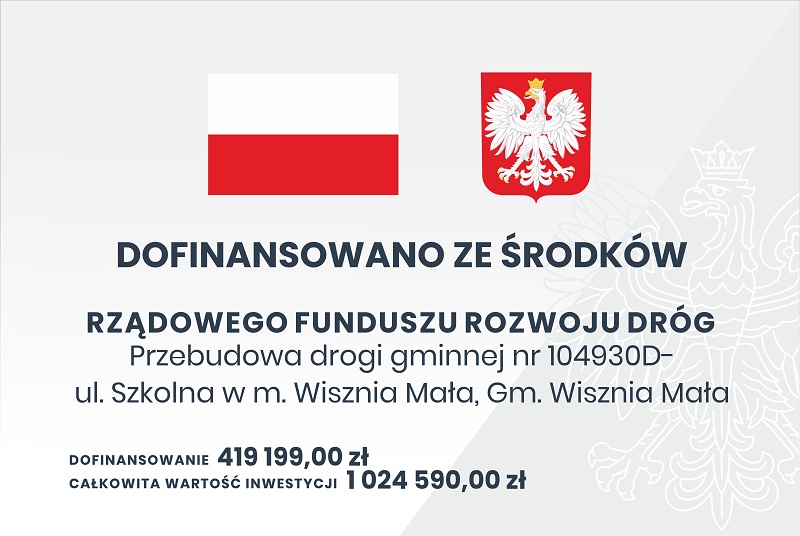 Obraz przedstawiający Przebudowa drogi gminnej nr 104930D- ul. Szkolna w m. Wisznia Mała, Gm. Wisznia Mała