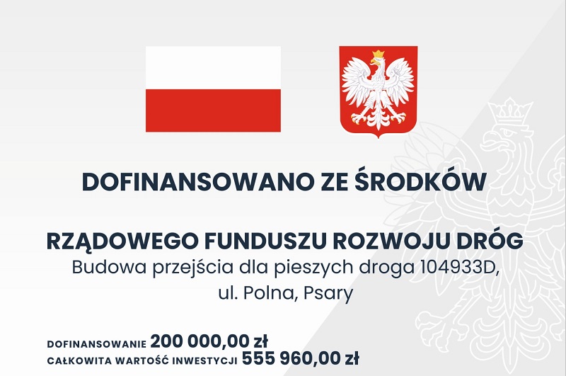 Obraz przedstawiający Budowa przejścia dla pieszych droga nr 104933D, ul. Polna, Psary