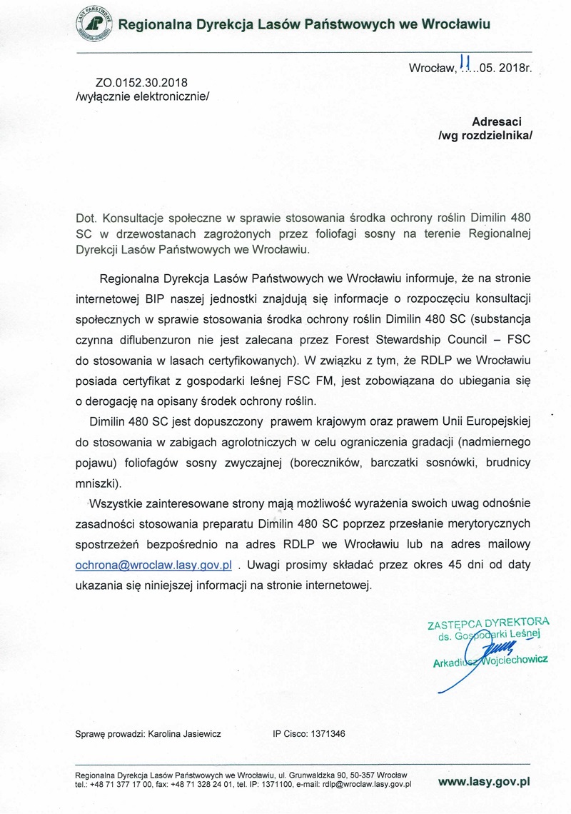Obraz przedstawiający Konsultacje społeczne w sprawie stosowania środka ochrony roślin Dimilin 480 SC