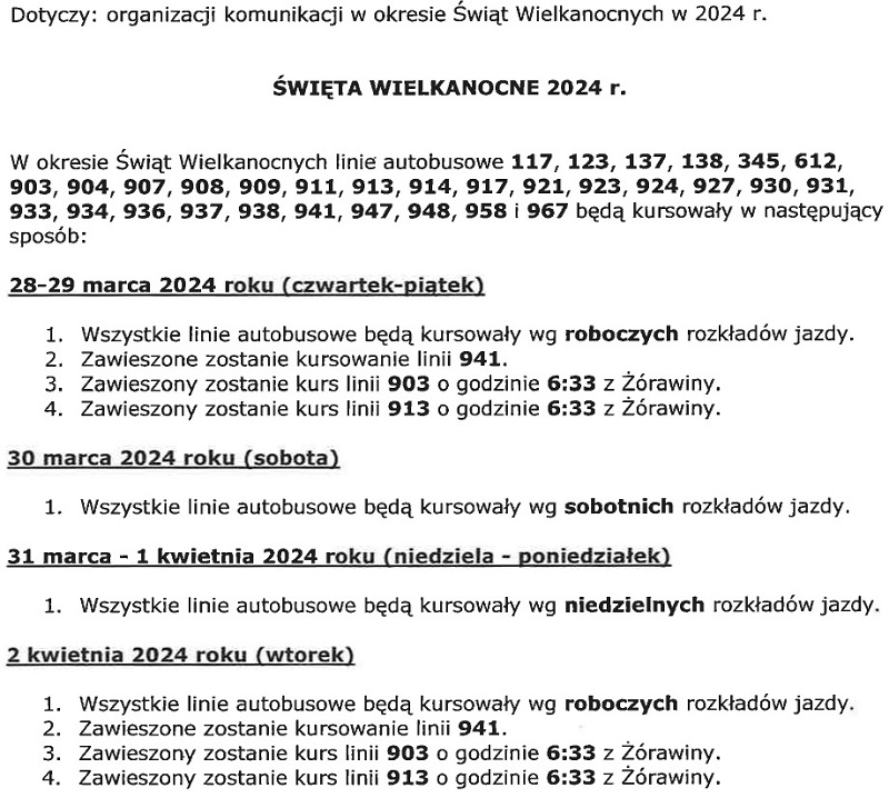 Obraz przedstawiający Komunikacja gminna w okresie Świąt