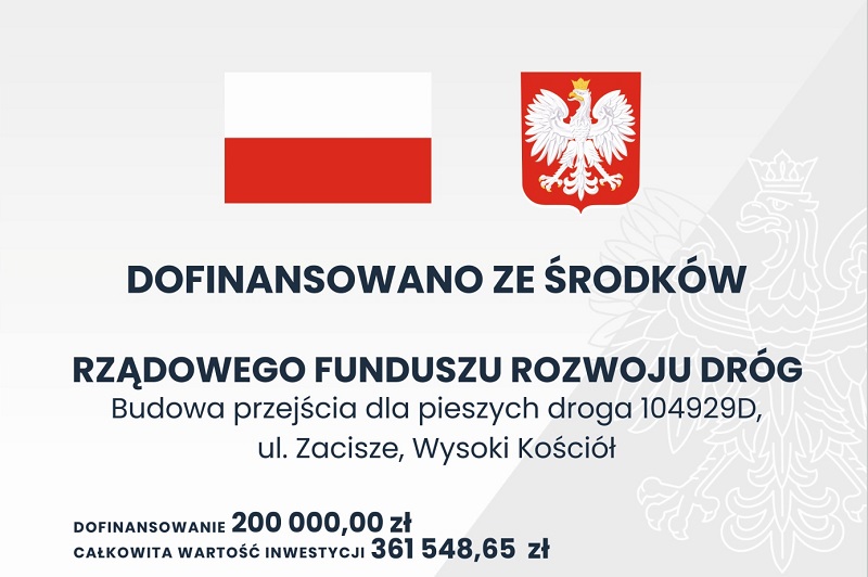 Obraz przedstawiający Budowa przejścia dla pieszych droga 104929D, ul. Zacisze, Wysoki Kościół