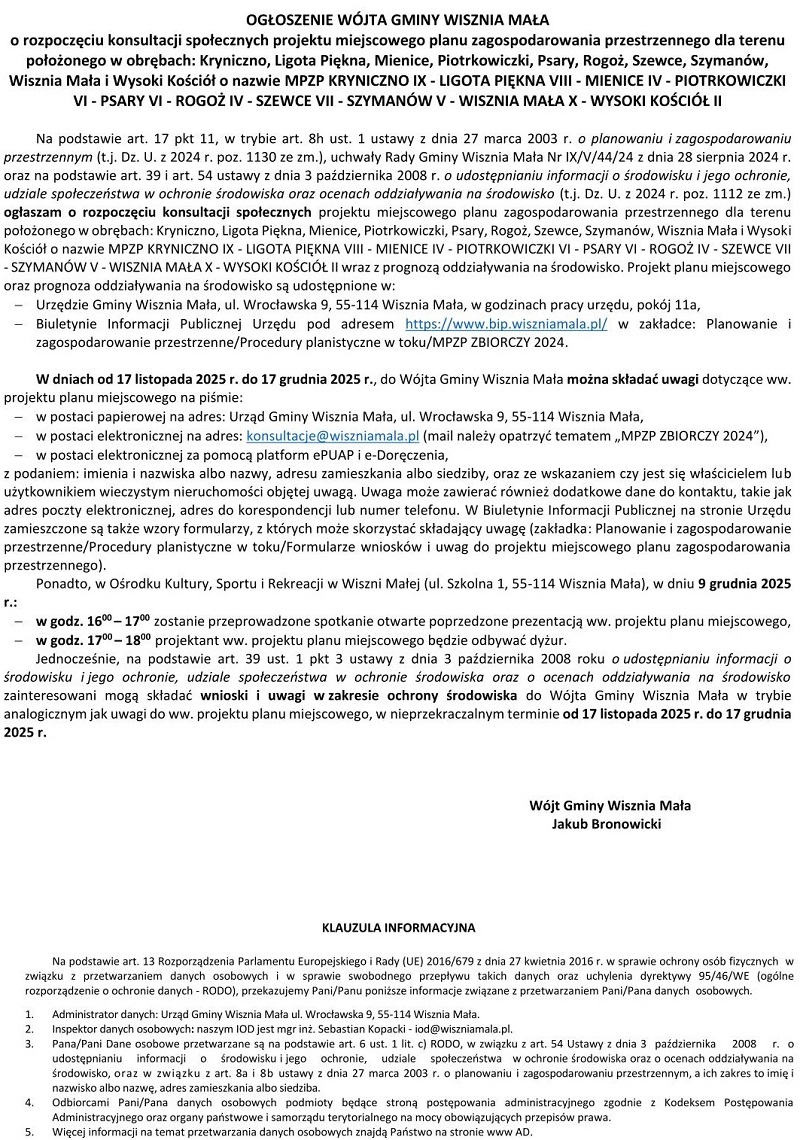 Obraz przedstawiający Konsultacje Społeczne Projektu Miejscowego Planu Zagospodarowania Przestrzennego